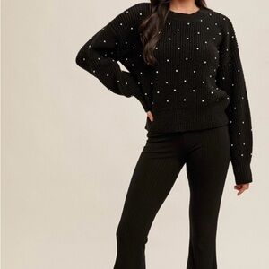 New Hem & Thread Rhinestone Crewneck Sweater